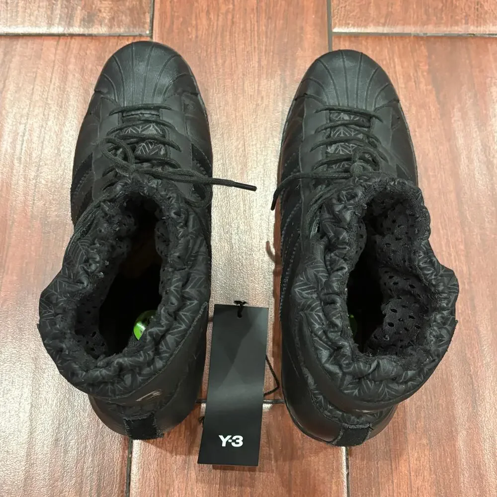 adidas Y-3 Yohji Yamamoto Originals Snow Model Black Leather Shoes, Men’s 9.5